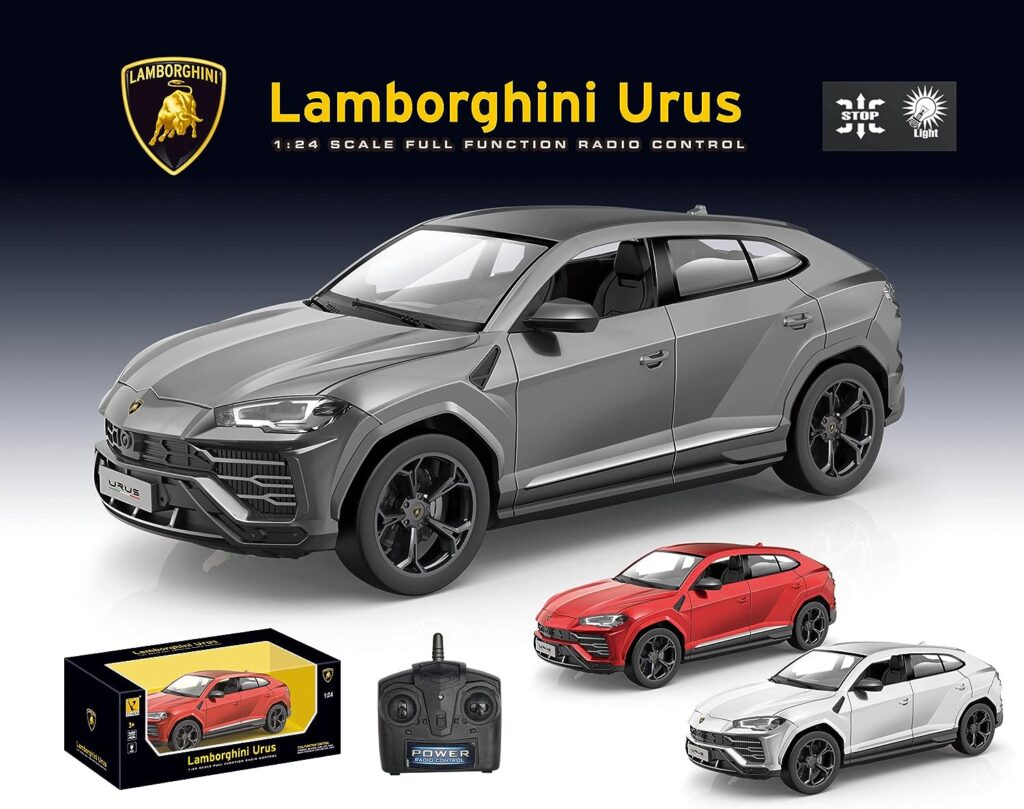 100 CLASSIC Licensed Remote Control Car Lamborghini Urus Series Compatible 1:24 Scale Full Function Electric Sport Racing Hobby Toy Car (Gun Metal, 1:24)