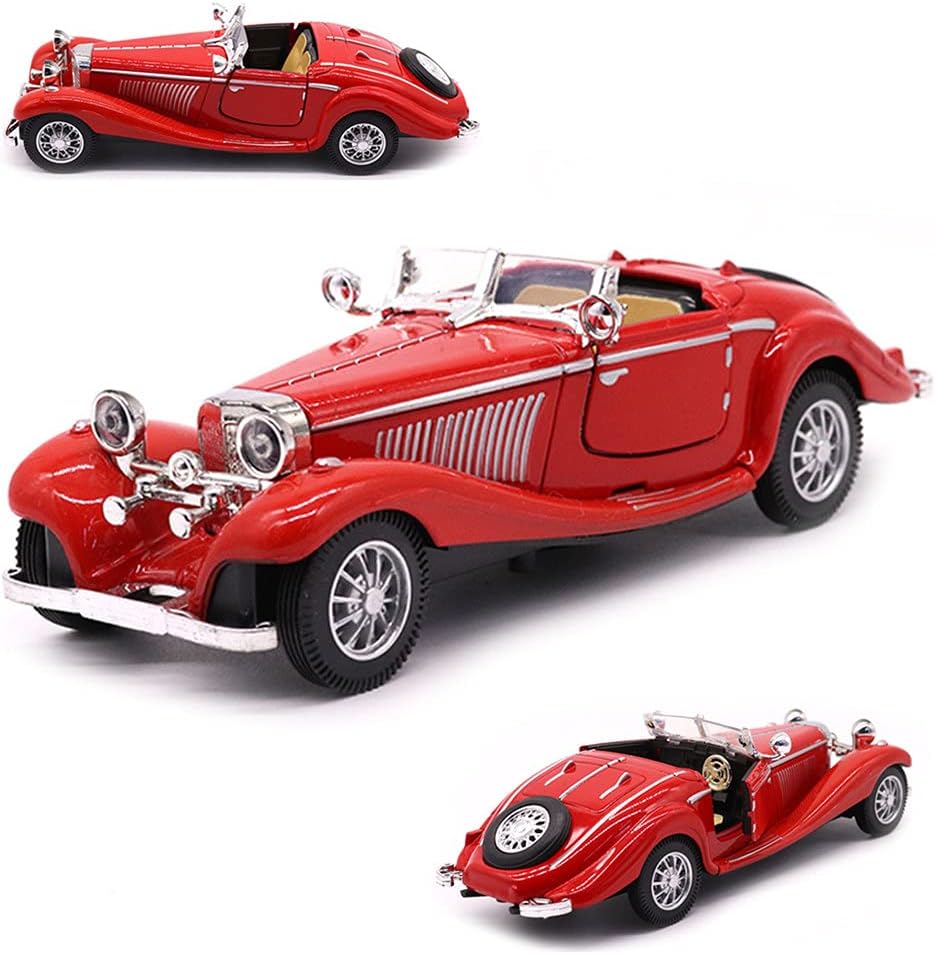 1:28 Scale Pullback Diecast Metal Antique Classic Model Cars Collectible Toy Gifts (Red,Length 6.5in/16.8cm)