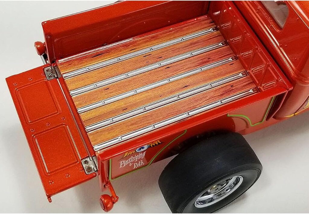 1932 Blown Hot Rod Pickup Truck Orange Metallic with Flames Rat Fink Limited Edition to 500 Pieces Worldwide 1/18 Diecast Model Car by Acme A1804102