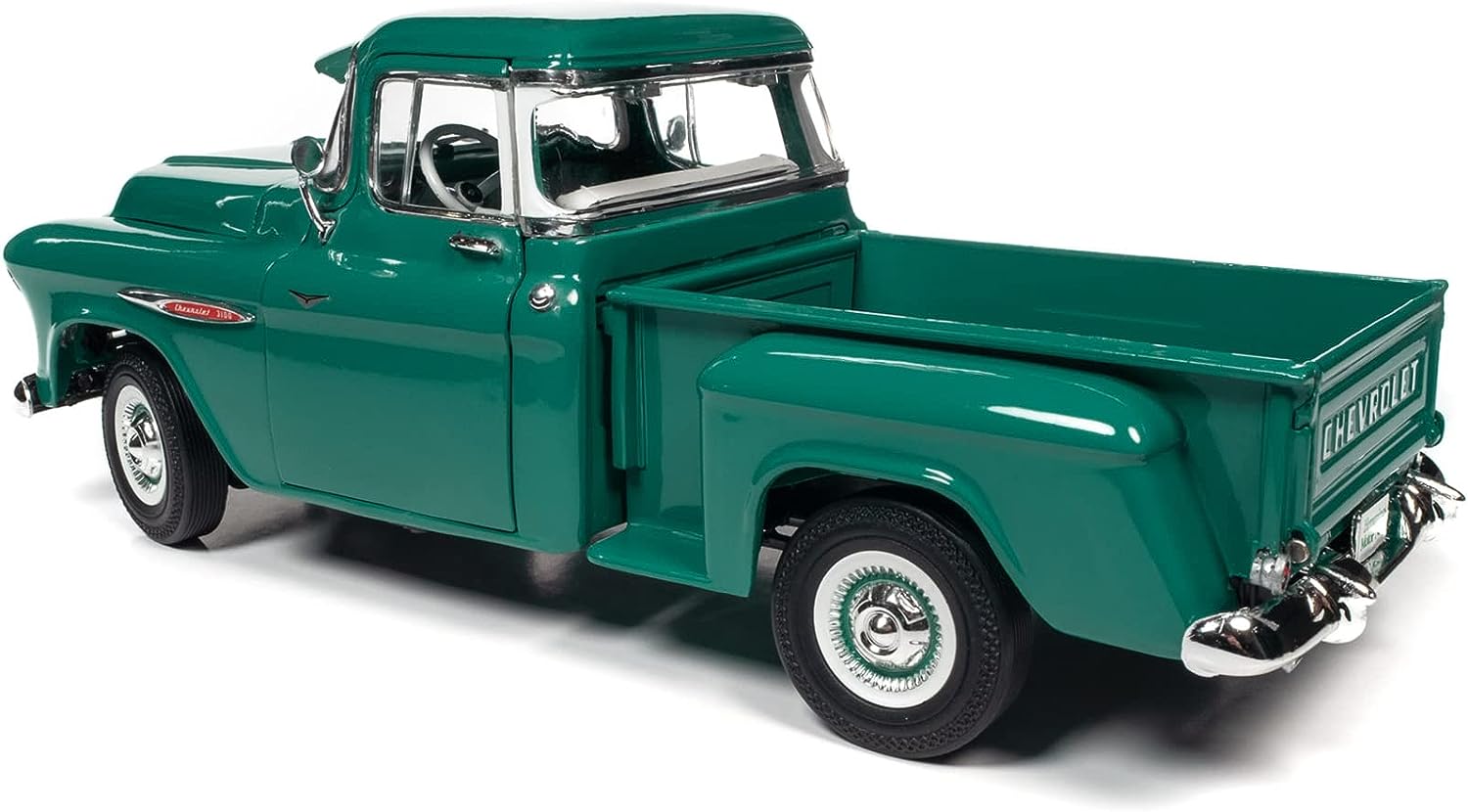 1957 chevy 3100 stepside pickup truck ocean green hemmings motor news magazine cover car august 2016 118 diecast model c 5