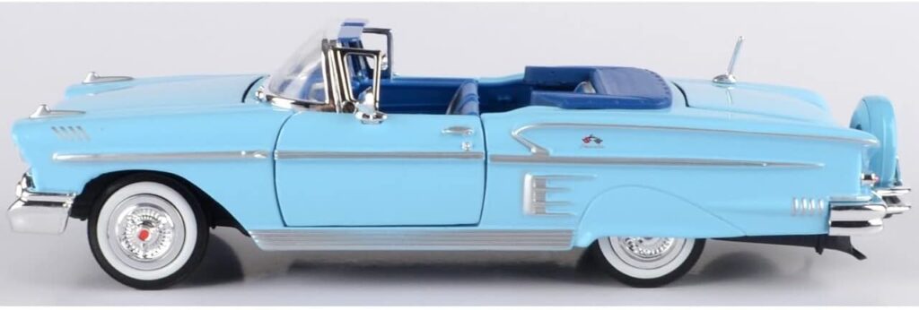 1958 Chevrolet Impala Convertible, Blue - Motormax Premium American 73267 - 1/24 Scale Diecast Model Car, unisex-children