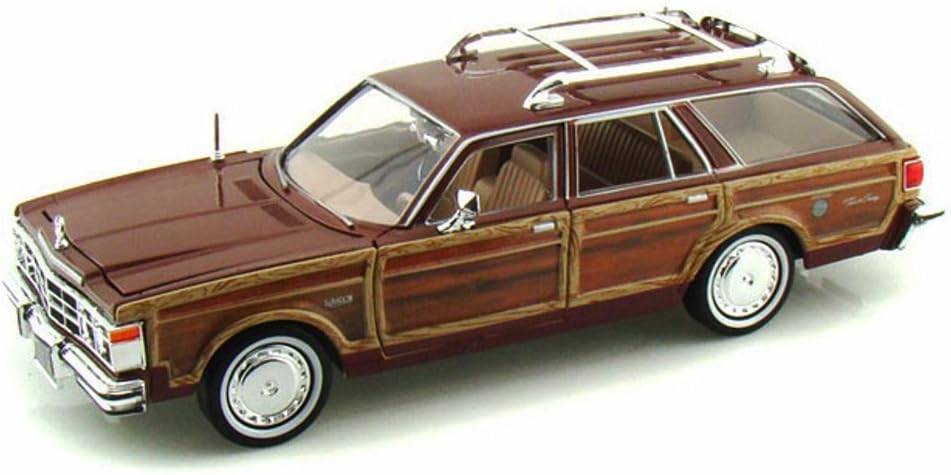 1979 Chrysler Lebaron Town  Country Wagon, Red with Woodie Siding Motormax 73331 - 1/24 Scale Diecast Model Car, unisex-adult