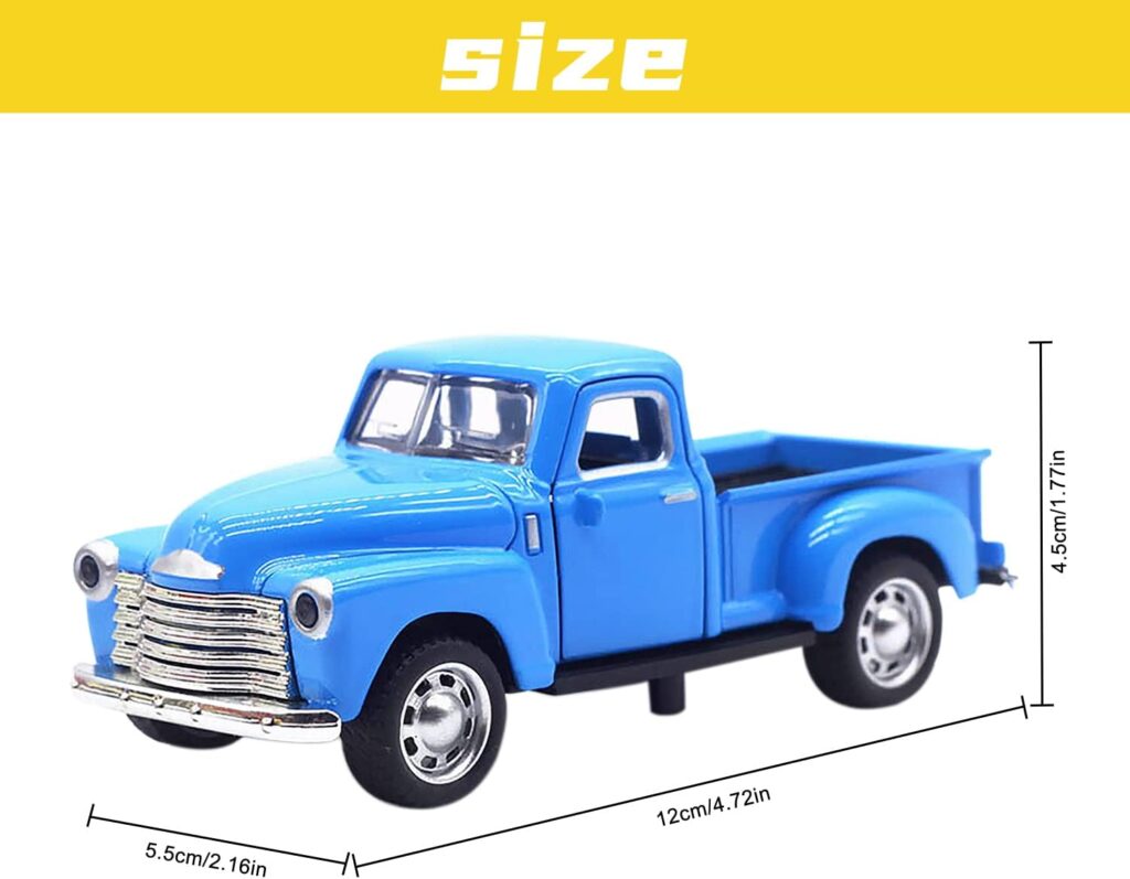AGSIXZLAN Vintage Truck Toy 1:32 Alloy Car Model, Boys Girls Toy Car Decoration Metal Vehicle with Movable Wheels Rustic Handcrafted Car New Year Children Gift Collectible (Blue)