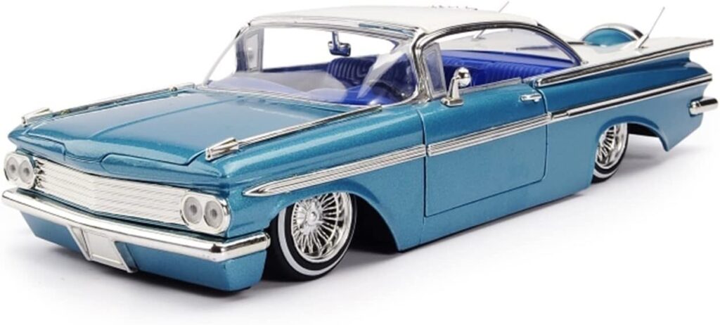 ALIXCE Classic Static Scale Models for Chevy Impala 1959 1:24 Alloy Vintage Classic Car Model Collection Simulation Metal Toys Decoration Adult Gift Non RC Toys (Color : Blue)