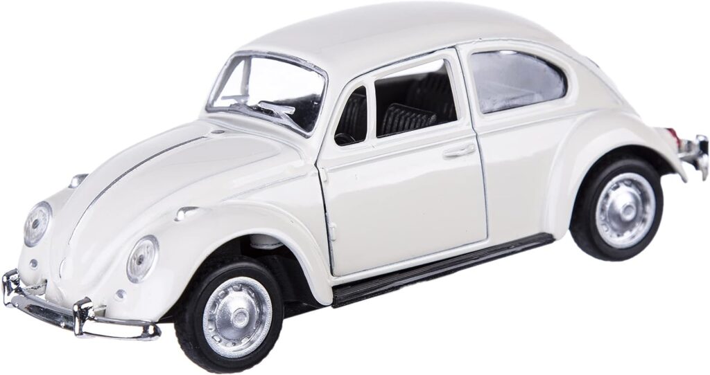 Berry President Classic 1967 Volkswagen Vw Classic Beetle Bug Vintage 1/32 Scale Diecast Metal Pull Back Car Model Toy for Gift/Kids (Beige)