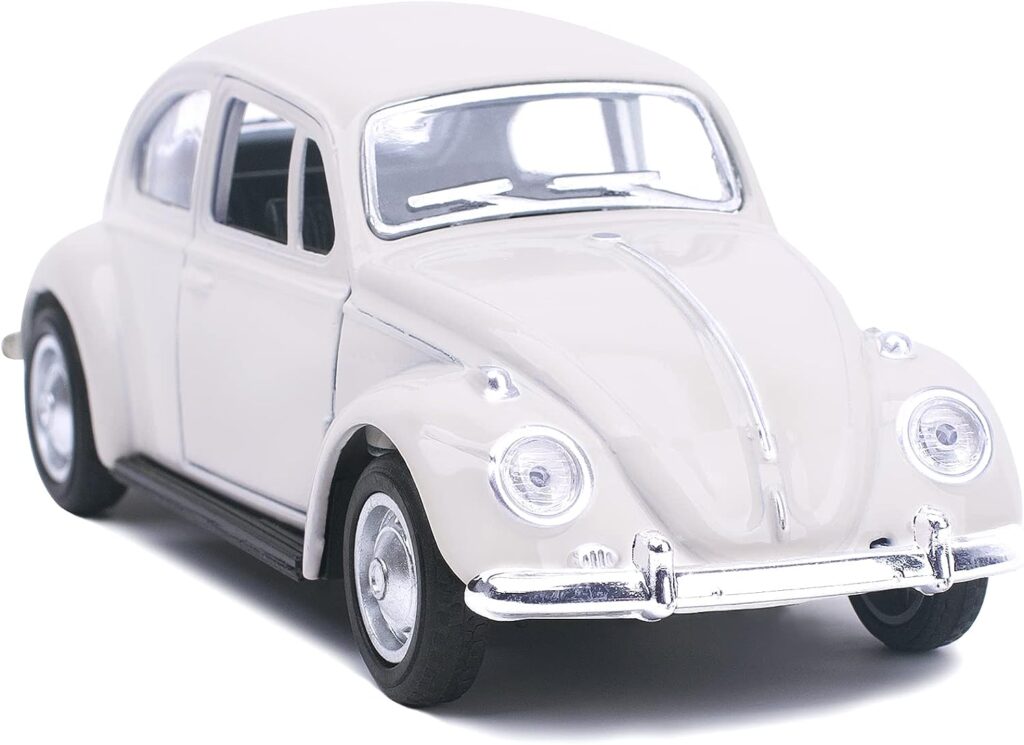 Berry President Classic 1967 Volkswagen Vw Classic Beetle Bug Vintage 1/32 Scale Diecast Metal Pull Back Car Model Toy for Gift/Kids (Beige)