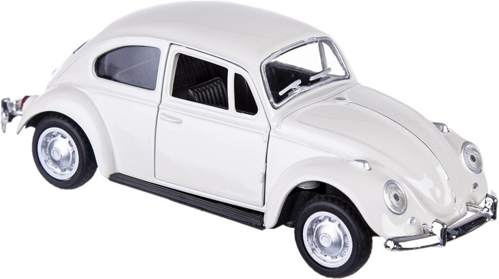 Berry President Classic 1967 Volkswagen Vw Classic Beetle Bug Vintage 1/32 Scale Diecast Metal Pull Back Car Model Toy for Gift/Kids (Beige)