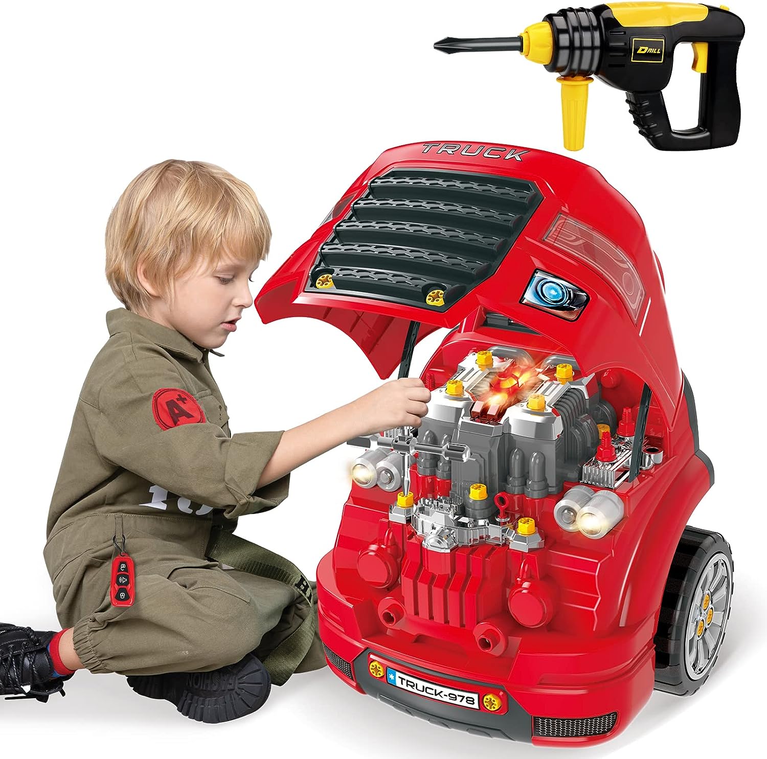 deejoy large truck engine toy review