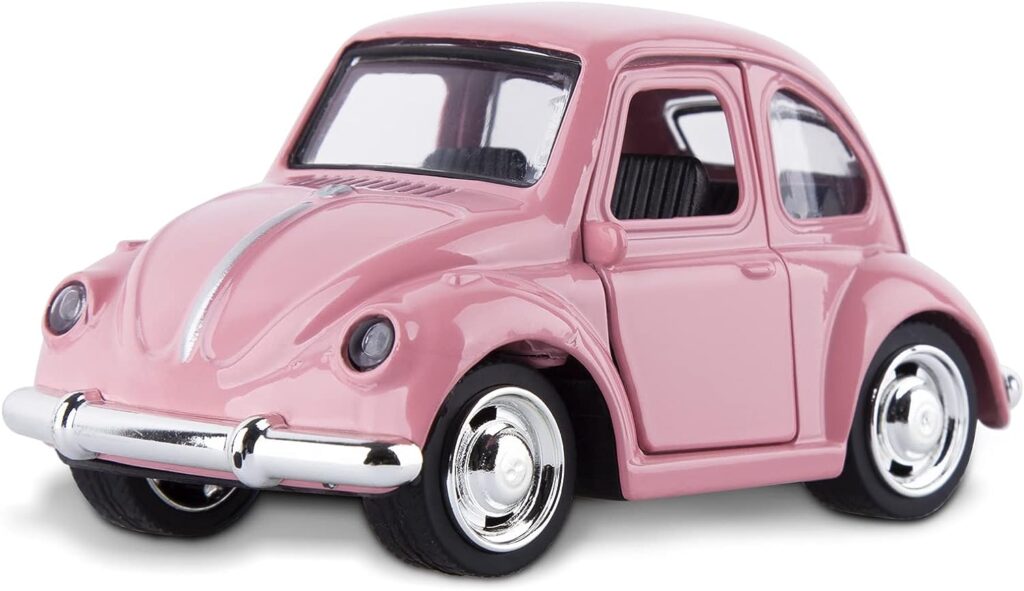 Die Cast Alloy Beetle Car Model , 1:36 Pullback Toy Vehicle with Opening Doors , Vintage Classic Car Toys for Kids and Adults