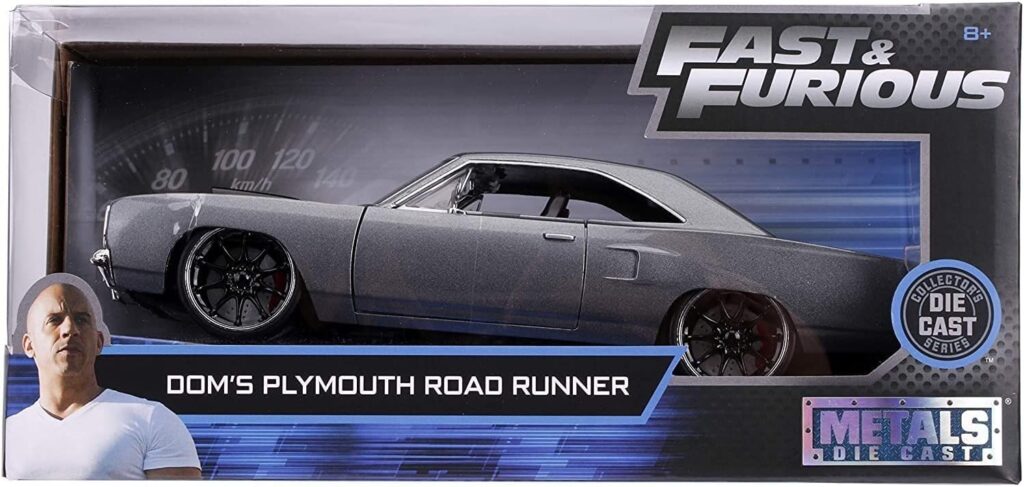 Fast  Furious 1:24 Doms 1970 Plymouth Roadrunner Die-cast Car, Toys for Kids and Adults