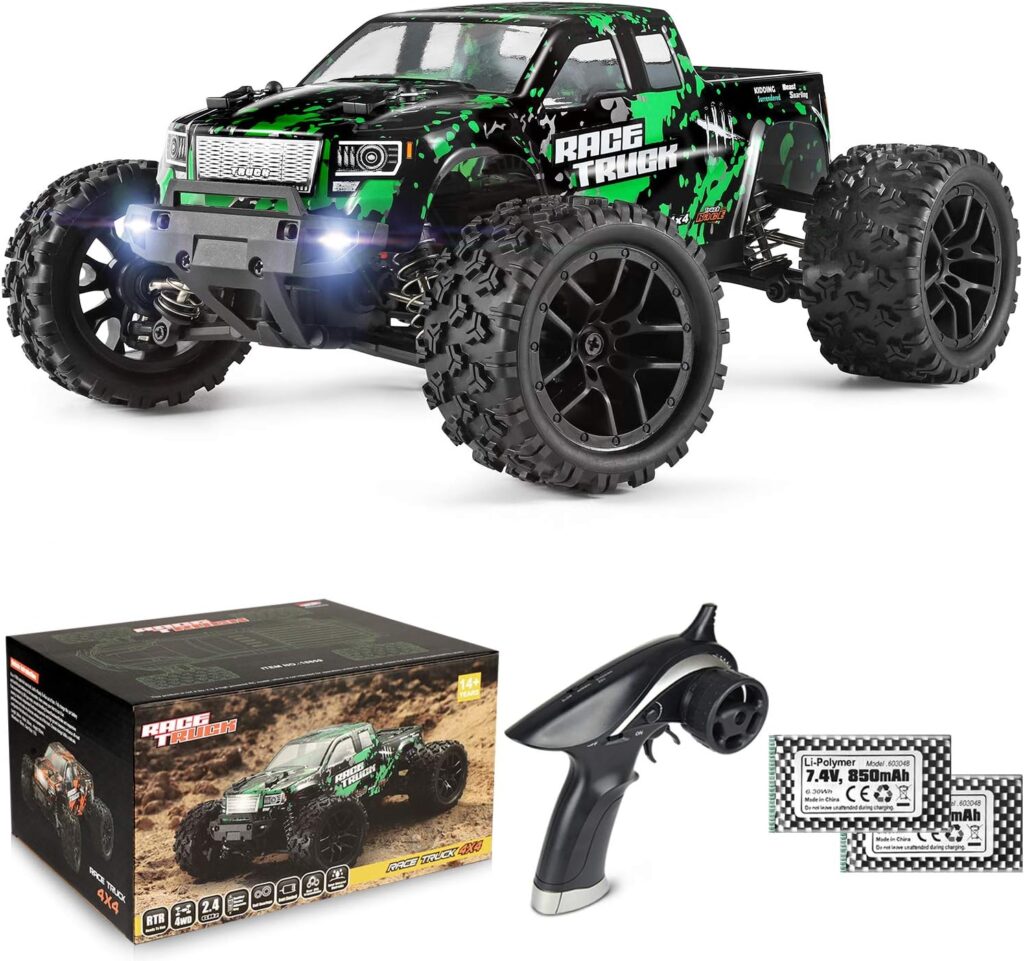 HAIBOXING 1:18 Scale All Terrain RC Car 18859E, 36 KPH High Speed 4WD Electric Vehicle with 2.4 GHz Remote Control, 4X4 Waterproof Off-Road Truck with Two Rechargeable Batteries