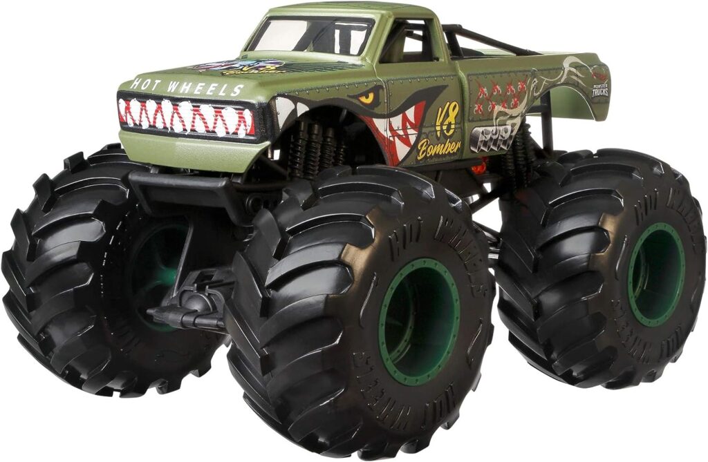 Hot Wheels Monster Trucks Bomber, 1:24 Scale for Kids Age 3, 4, 5, 6, 7,  8 Years Old Great Gift Toy Trucks Large Scales