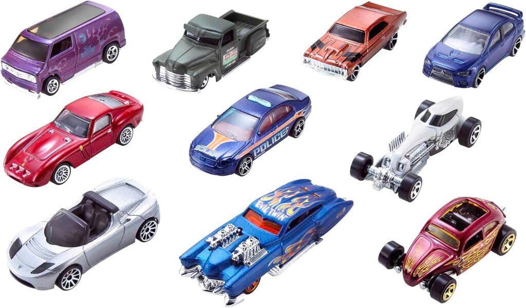 Hot Wheels Set of 10 Toy Cars & Trucks 