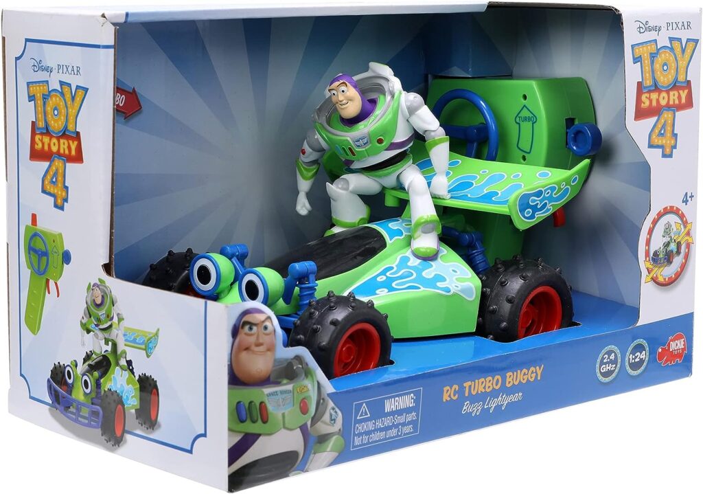 Jada Toys Jada Disney Pixar Toy Story 4 Turbo Buggy W/Buzz Lightyear Radio Control Vehicle, 2.4 Ghz, 1: 24, Multi