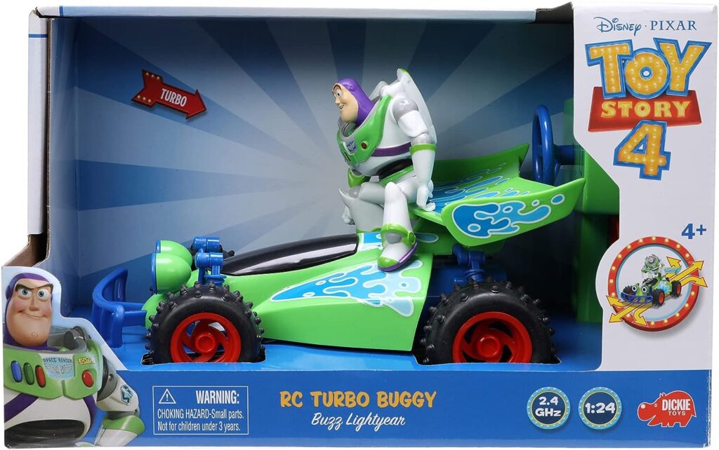 Jada Toys Jada Disney Pixar Toy Story 4 Turbo Buggy W/Buzz Lightyear Radio Control Vehicle, 2.4 Ghz, 1: 24, Multi