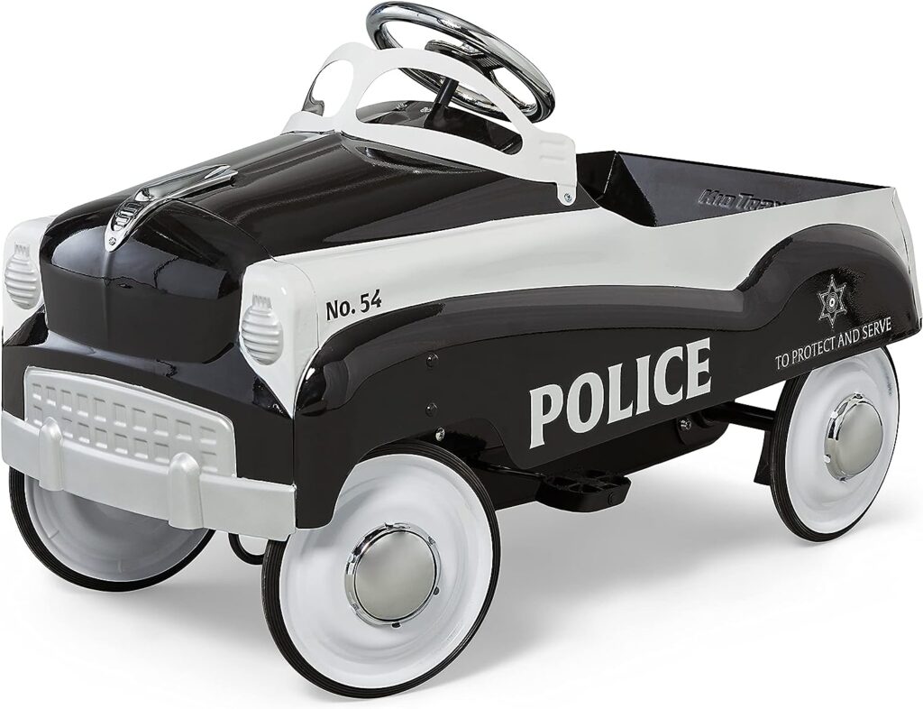 Kid Trax Toddler Classic Pedal Car, Kids 3-5 Years Old, Max Weight 59 lbs, Durable Steel, Police Car