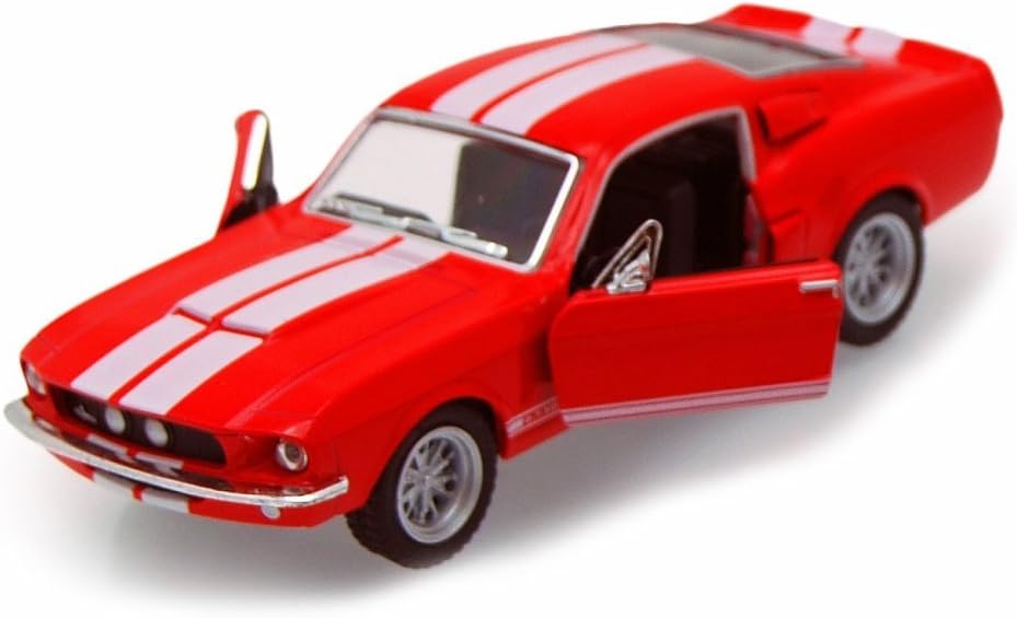 KiNSMART 1967 Ford Shelby Mustang GT500 Red 1:38 Scale 5 Inch Die Cast Model Toy Race Car w/Pullback Action