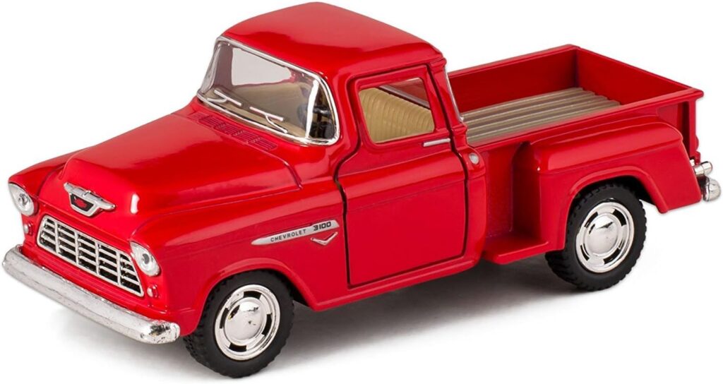 Kinsmart Red 1955 Chevy Stepside Pick-Up Die Cast Collectible Toy Truck