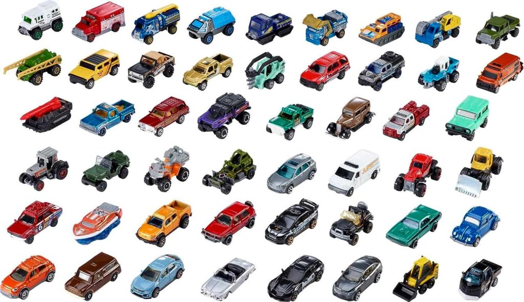 Matchbox Cars, 50-Pack Toy Cars, Construction or Garbage Trucks, Rescue Vehicles or Airplanes in 1:64 Scale (Styles May Vary) (Amazon Exclusive)
