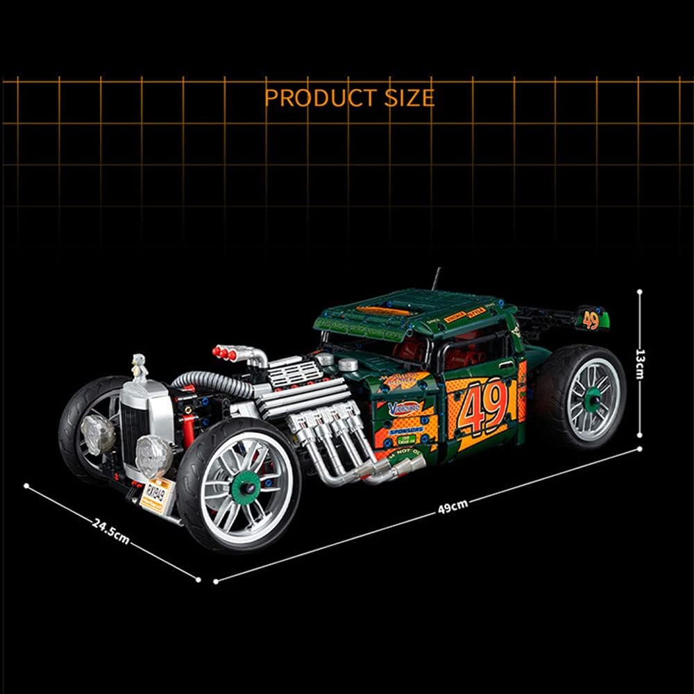 MISINI 10509 HOT Rod 1949 Vintage Car Building Blocks Set, 1:8 Retro Car Model Kits to Build, 2618Pcs/MOC Sports Car Bricks Toy, Car Building Kit for Adults Kids Boys,Compatible with Lego