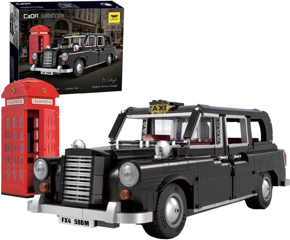MISINI Retro LEVC London Taxi Building Kit, CADA Master C62004W Bricks 1:12 Retro Car Model Set, MOC 1871 Pieces Collectible Building Toys Gift for Kids and Adults
