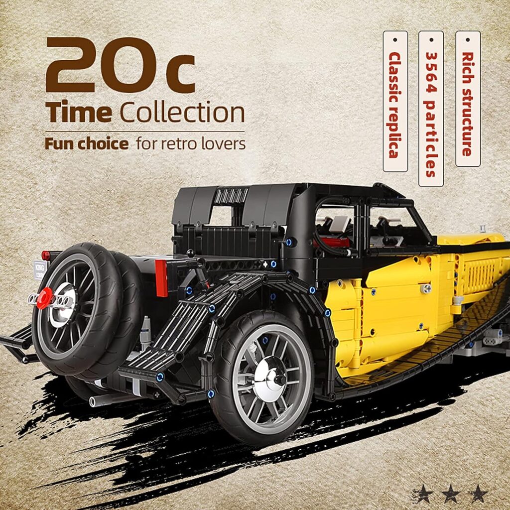 Mould King 13080 Vintage Car T50 Building Kits, 3564+Pcs MOC Adult Collectible Model Cars Set to Build, STEM Learning Toy Educational Construction Set Snap Together Model Cars for Boys Gifts