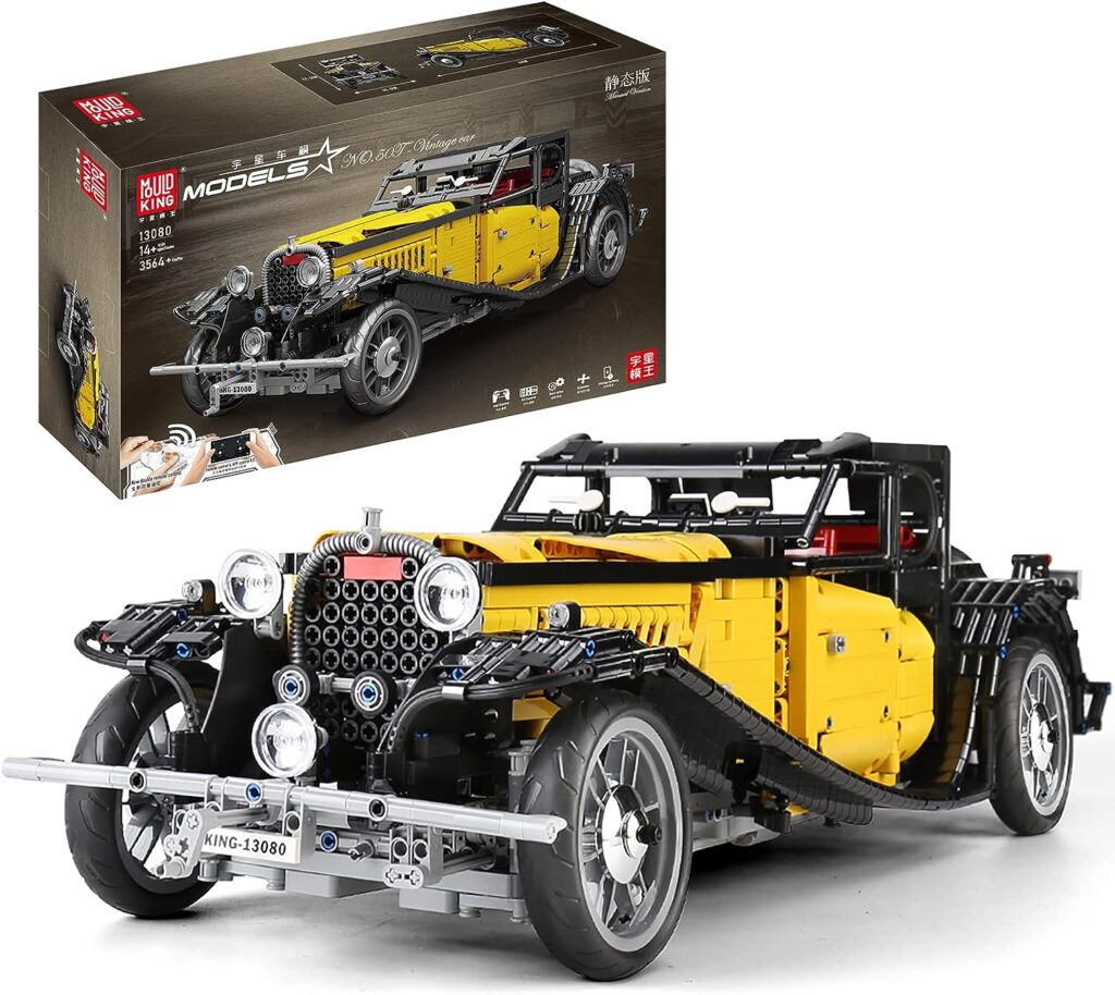 Mould King 13080 Vintage Car T50 Building Kits, 3564+Pcs MOC Adult Collectible Model Cars Set to Build, STEM Learning Toy Educational Construction Set Snap Together Model Cars for Boys Gifts