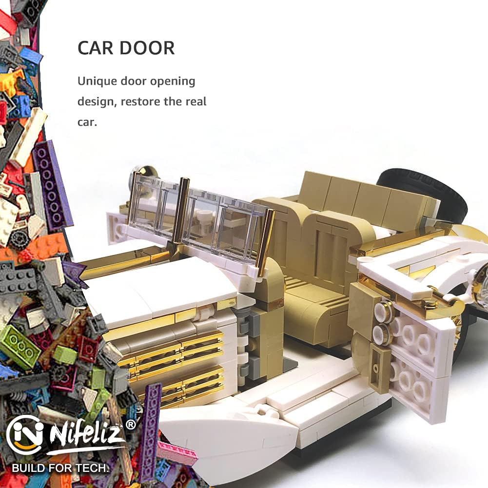 Nifeliz Retro Sports car K500 MOC Building Blocks and Construction Toy, Adult Collectible Model Cars Set to Build, 1:14 Scale Retro Car Model, New 2023 (868 Pcs)