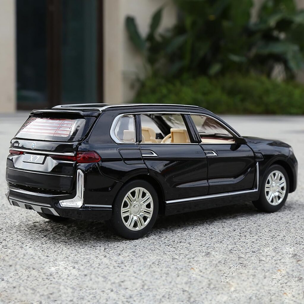 SASBSC Toy Cars Compatible for BMW X7 Toy Car 1:24 Diecast SUV Model Car with Sound and Light Collectible Pull Back Metal Car Toys for Boys 3+ Year Old Boy Birthday Gifts (Black, 1:24)