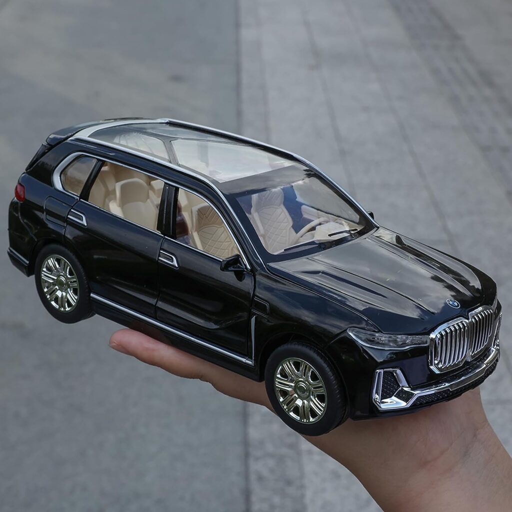 SASBSC Toy Cars Compatible for BMW X7 Toy Car 1:24 Diecast SUV Model Car with Sound and Light Collectible Pull Back Metal Car Toys for Boys 3+ Year Old Boy Birthday Gifts (Black, 1:24)