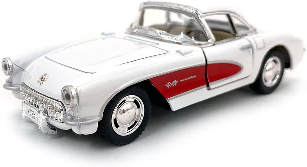 Set of 4: 5 1957 Chevy Corvette 1:34 Scale (Black/Blue/Red/White) by Kinsmart