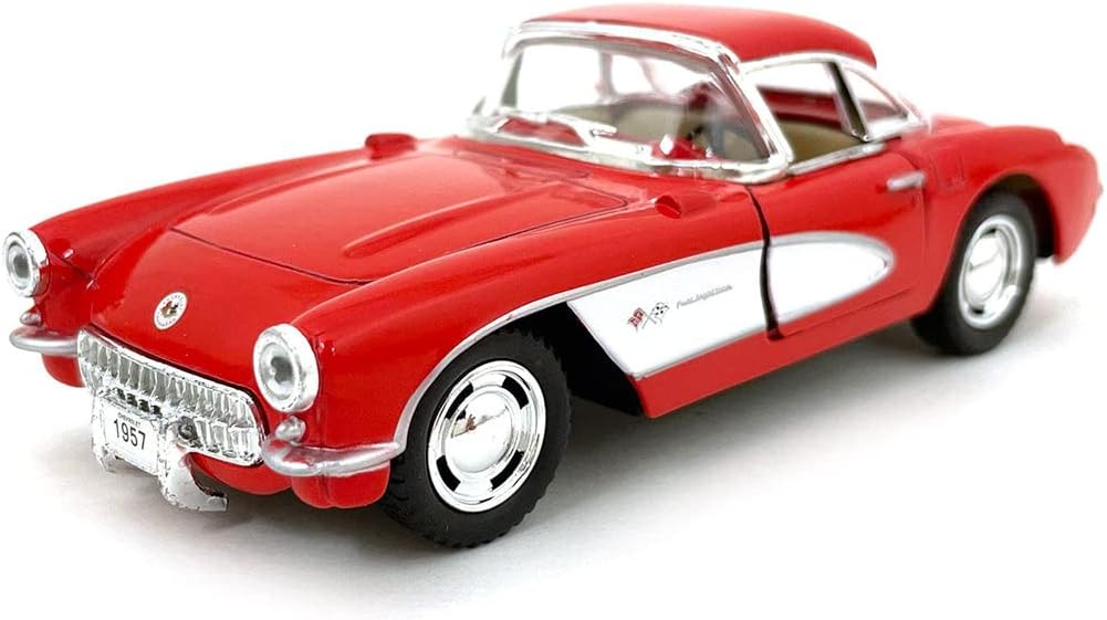 Set of 4: 5 1957 Chevy Corvette 1:34 Scale (Black/Blue/Red/White) by Kinsmart