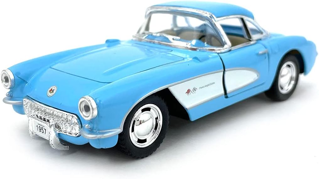 Set of 4: 5 1957 Chevy Corvette 1:34 Scale (Black/Blue/Red/White) by Kinsmart