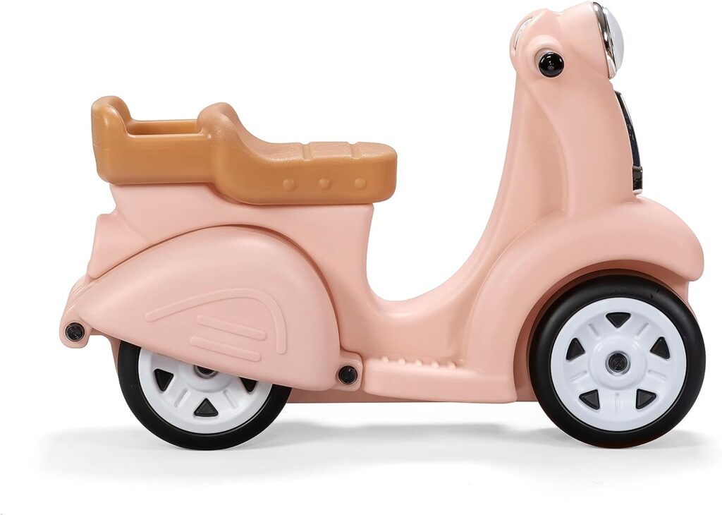 Step2 Ride Along Scooter – Rose Pink – Ride On Toy with Vintage-Style Design, Foot-to-Floor Toddler Scooter with Four Wheels for Extra Stability