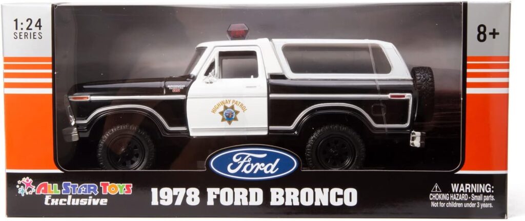 All Star Toys Exclusive 1978 Ford Bronco Ranger XLT California Highway Patrol CHP Police 1:24 Diecast Model Car Law Enforcement Motormax 76985 (Highway Patrol)