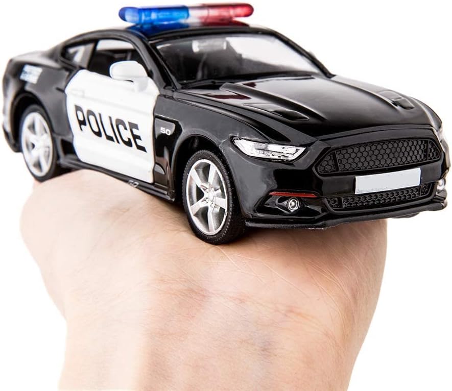 BDTCTK 1/36 GT Police Car Model Zinc Alloy Die-Cast Pull Back Vehicles Kid Toys for Boy Girl Gift (Black)