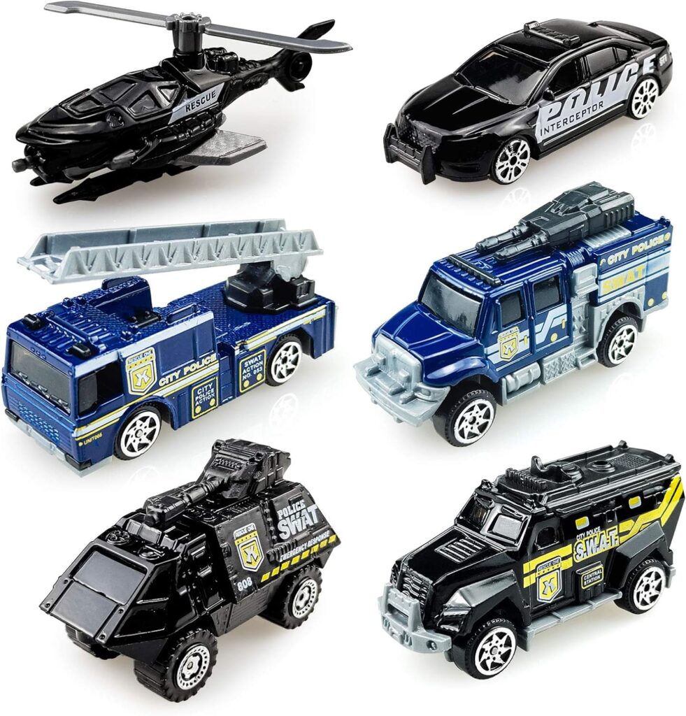 Diecast Police Car Toy Set for kids, Mini Alloy Models Car Toys Armored Vehicle, Bulletproof Car, RescueTruck, Military Helicopter, Cruiser, Armed Car