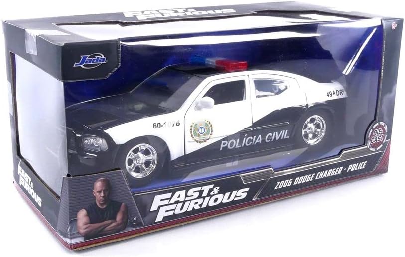 Fast  Furious 1:24 2006 Dodge Charger Police Car Die-Cast Car, Toys for Kids and Adults