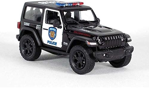 KiNSMART 5 Die-cast: 2018 Jeep Wrangler Rubicon Police Edition (Black/White)