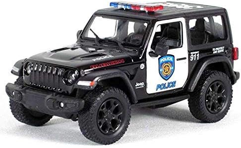 KiNSMART 5 Die-cast: 2018 Jeep Wrangler Rubicon Police Edition (Black/White)